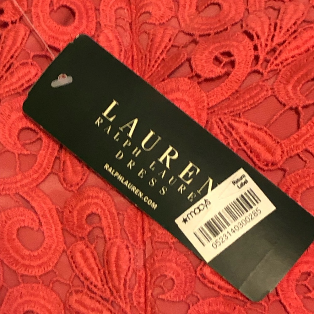 Ralph Lauren Coral Lace Midi Dress; NWT; Size 8 - Picture 14 of 16